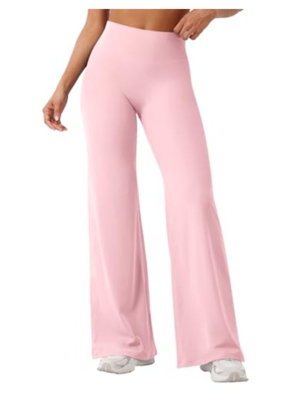 High Waisted Wide Leg Yoga Leggings No Front Seam Booty Lifting